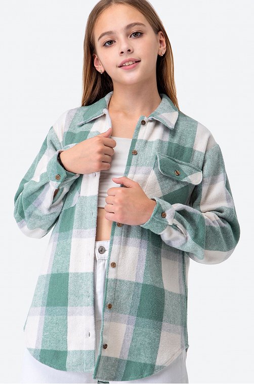 Теплая удлиненная рубашка для девочки Happy Fox
