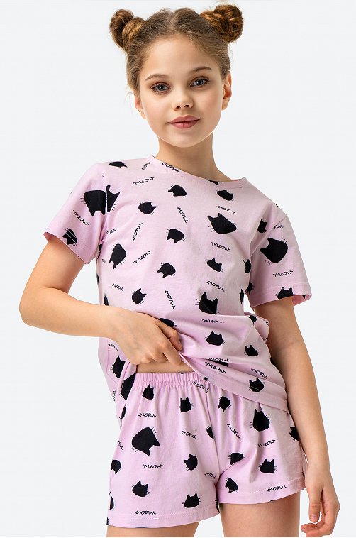 Хлопковая пижама для девочки Happy Fox 6693729 розовый купить оптом в HappyWear.ru