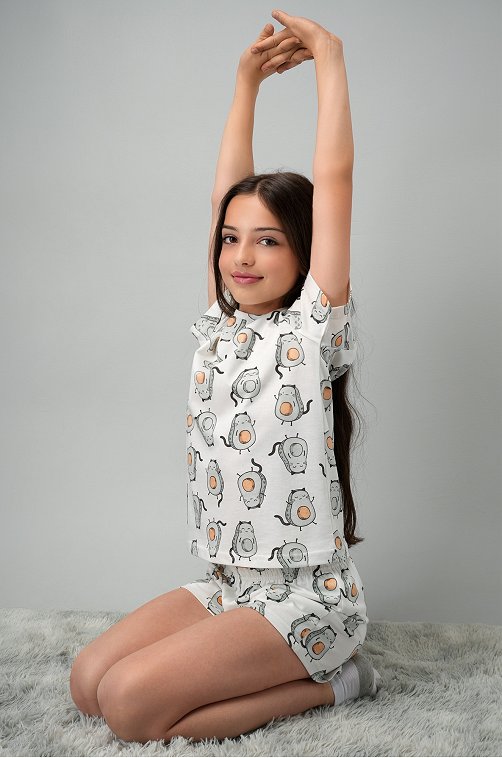 Хлопковая пижама для девочки с шортами Happyfox