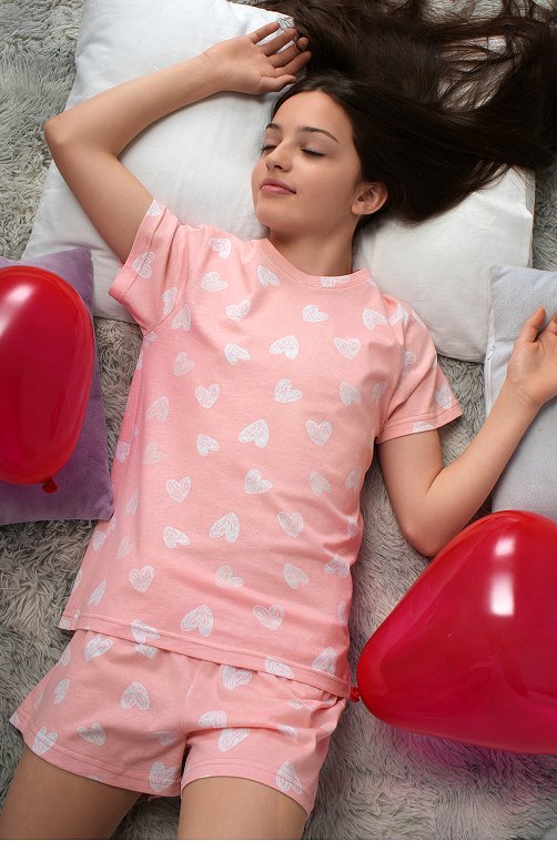 Хлопковая пижама для девочки с шортами Happyfox