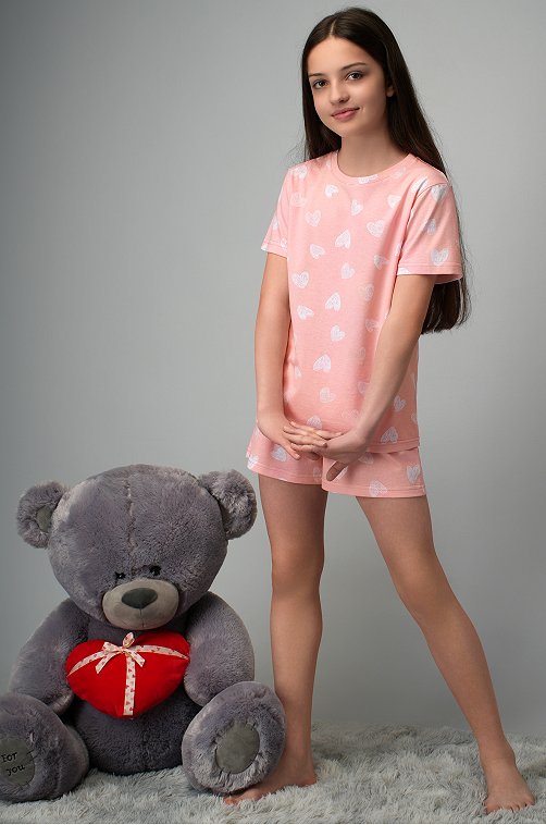 Хлопковая пижама для девочки с шортами Happyfox