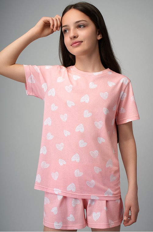 Хлопковая пижама для девочки с шортами Happyfox