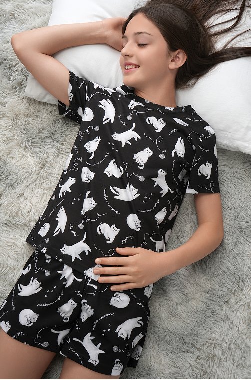 Хлопковая пижама для девочки с шортами Happyfox