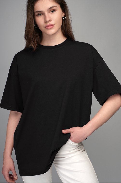 Женская футболка оверсайз Happy Fox 6660934 черный купить оптом вHappyWear.ru