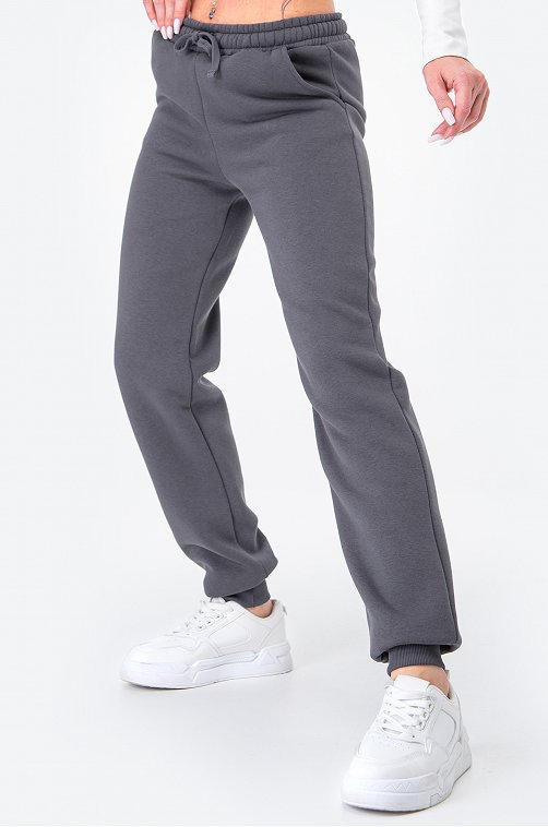 Женские брюки из футера с начесом Happy Fox 6691702 серый купить оптом вHappyWear.ru