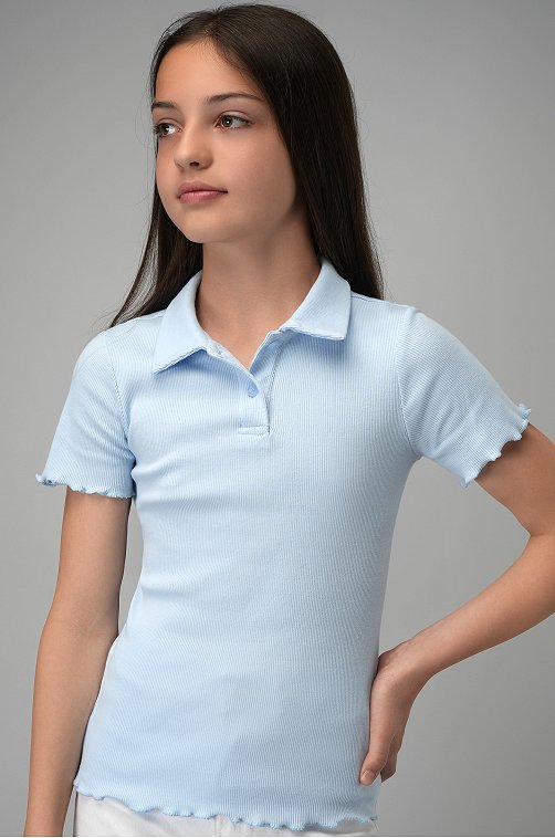 Блузка-поло в рубчик для девочки Happyfox