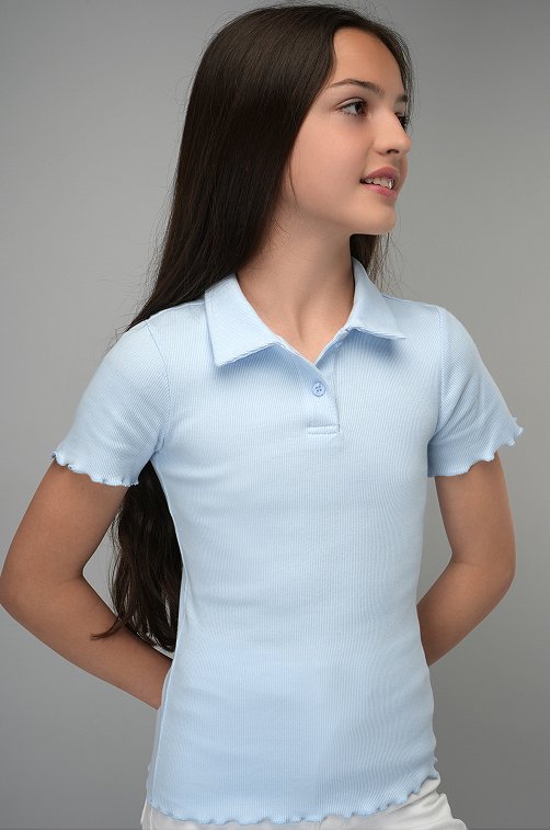 Блузка-поло в рубчик для девочки Happyfox