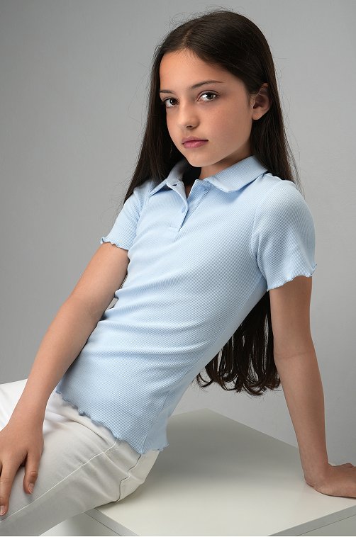 Блузка-поло в рубчик для девочки Happyfox