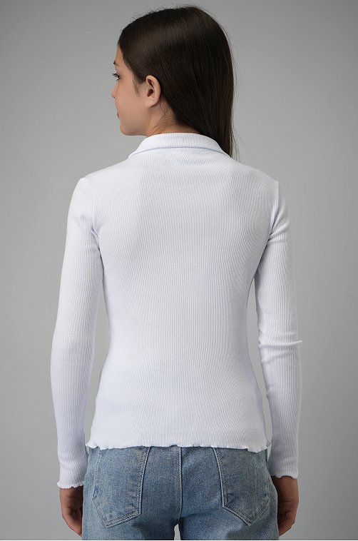 Блузка-поло в рубчик для девочки Happyfox