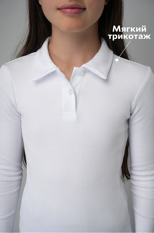 Блузка-поло в рубчик для девочки Happyfox
