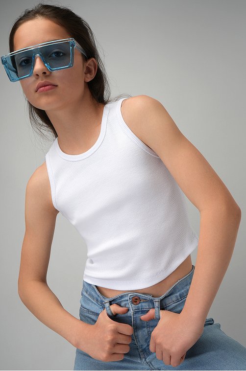 Майка-топ в рубчик для девочки Happyfox