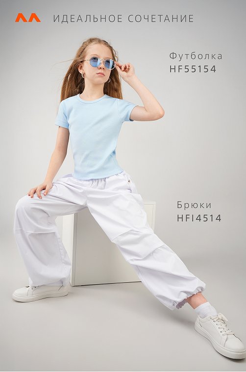 Футболка для девочки в рубчик из рибаны Happyfox