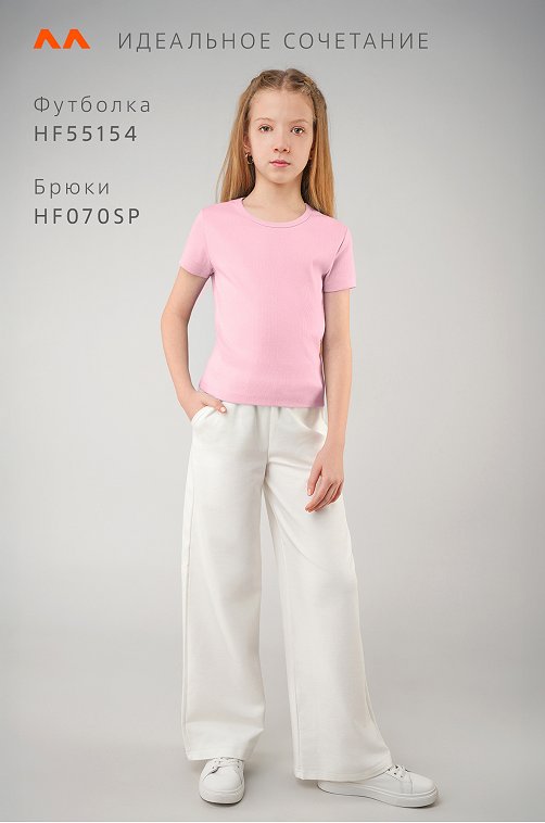 Футболка для девочки в рубчик из рибаны Happyfox