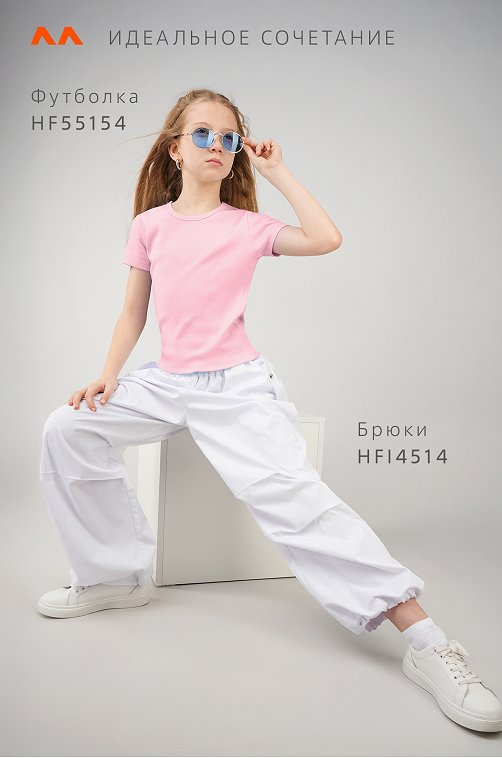 Футболка для девочки в рубчик из рибаны Happyfox