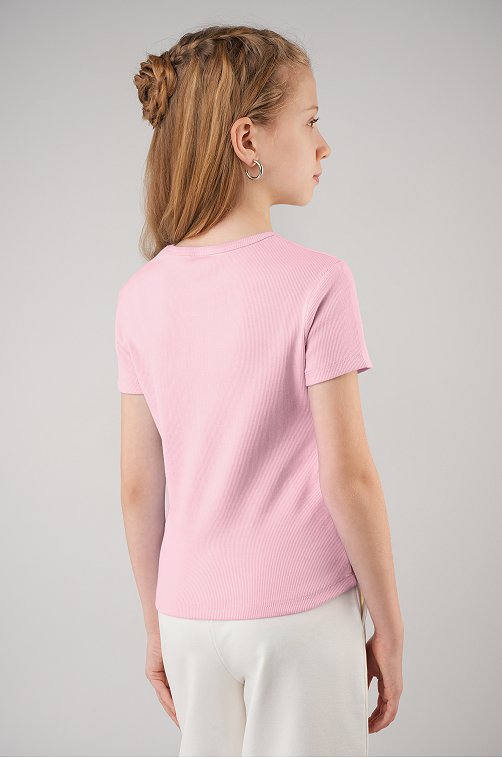 Футболка для девочки в рубчик из рибаны Happyfox