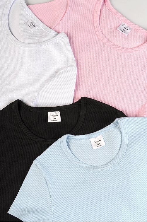 Футболка для девочки в рубчик из рибаны Happyfox