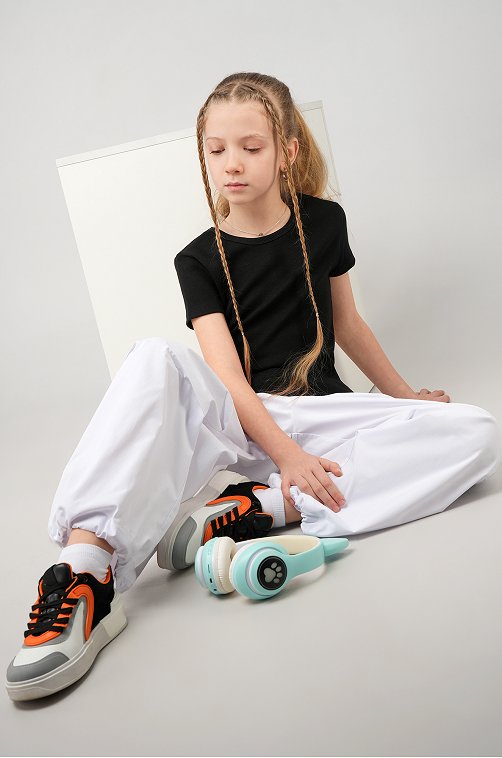 Футболка для девочки в рубчик из рибаны Happyfox