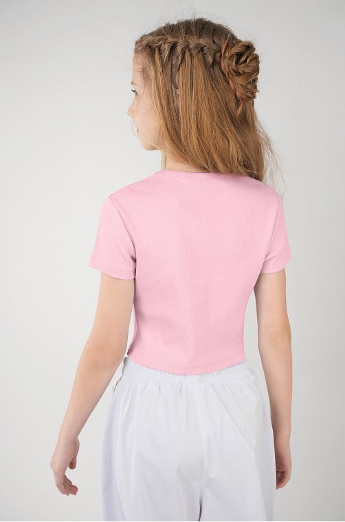Укороченная футболка в рубчик для девочки Happyfox