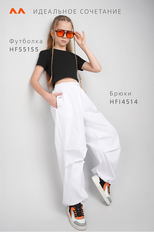 Укороченная футболка в рубчик для девочки Happyfox