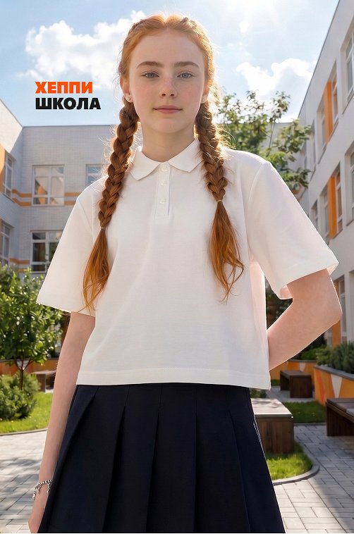 Блузка поло для девочки оверсайз Happyfox