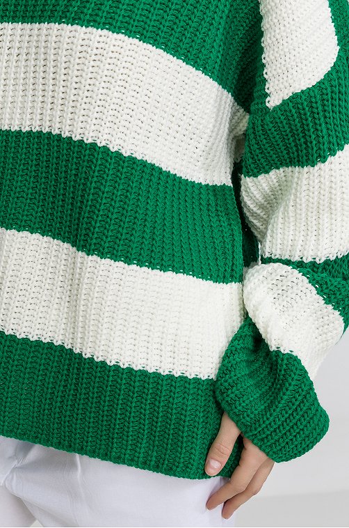 Женский вязаный свитер оверсайз в полоску Happyfox