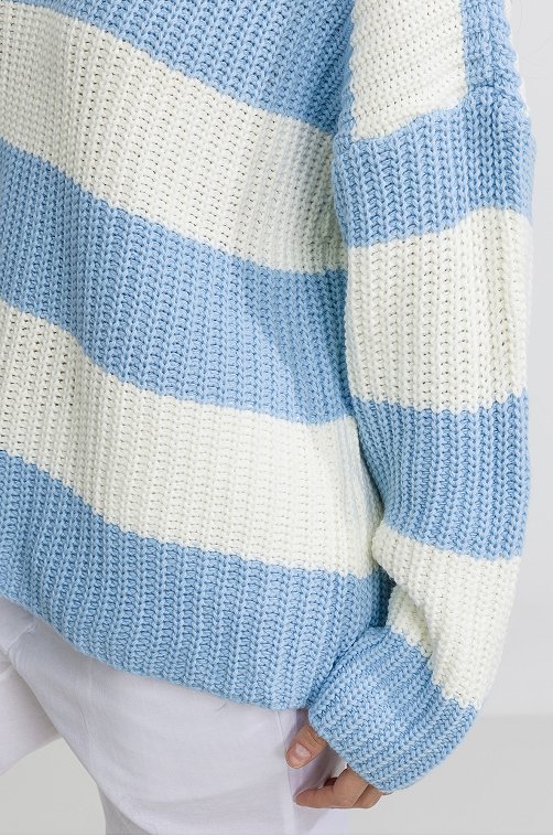 Женский вязаный свитер оверсайз в полоску Happyfox