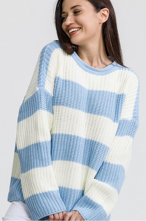 Женский вязаный свитер оверсайз в полоску Happyfox