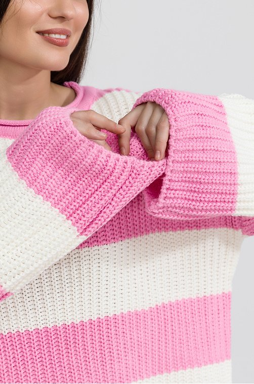 Женский вязаный свитер оверсайз в полоску Happyfox