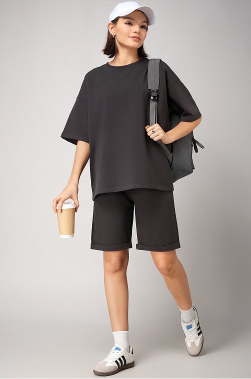 Женский костюм оверсайз из футера двухнитки Happyfox