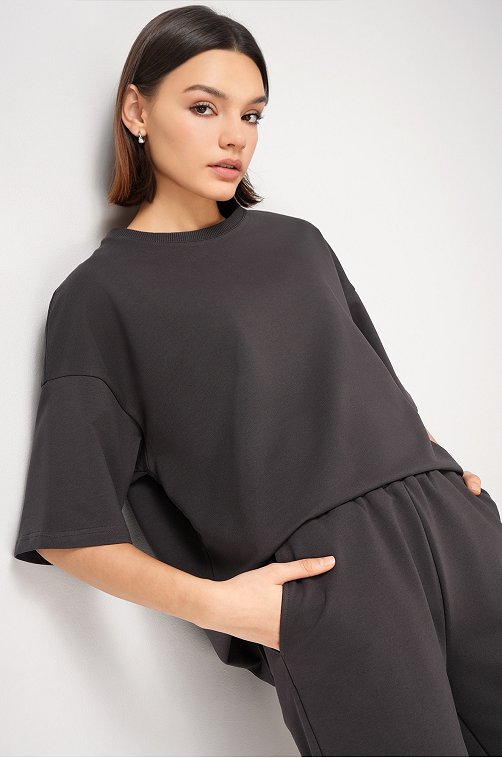 Женский костюм оверсайз из футера двухнитки Happyfox