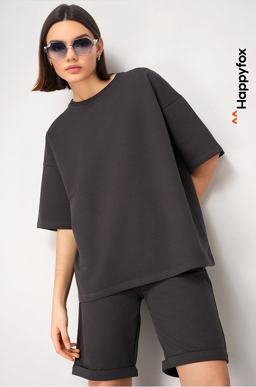 Женский костюм оверсайз из футера двухнитки Happyfox