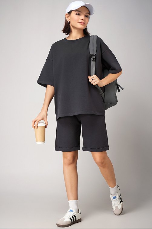 Женский костюм оверсайз из футера двухнитки Happyfox