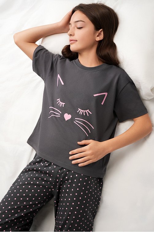 Хлопковая пижама для девочки Happyfox