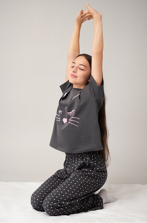 Хлопковая пижама для девочки Happyfox