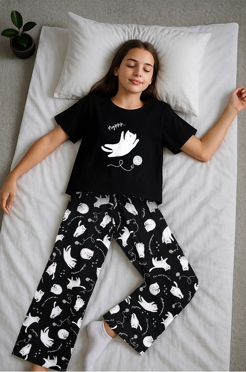 Хлопковая пижама для девочки Happyfox