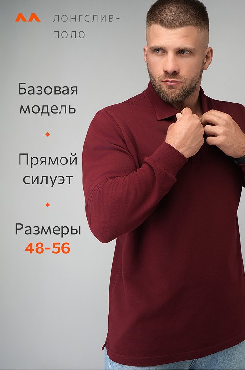 Мужской базовый лонгслив-поло Happyfox