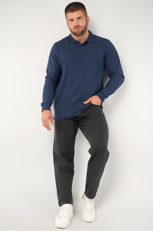 Мужской базовый лонгслив-поло Happyfox