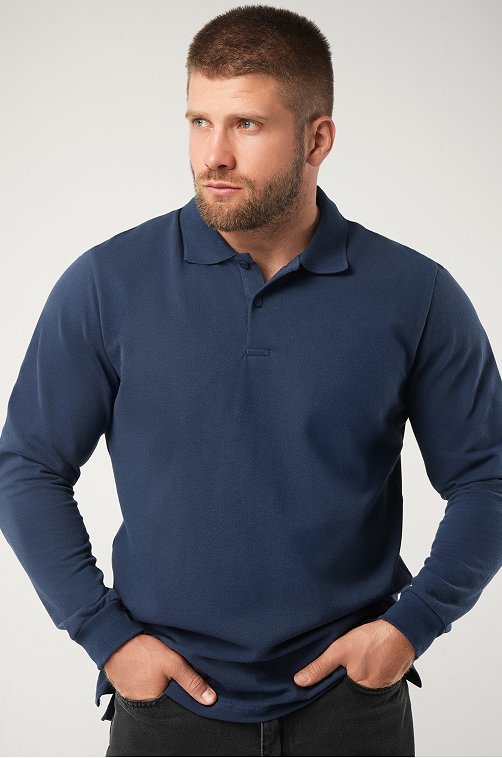 Мужской базовый лонгслив-поло Happyfox