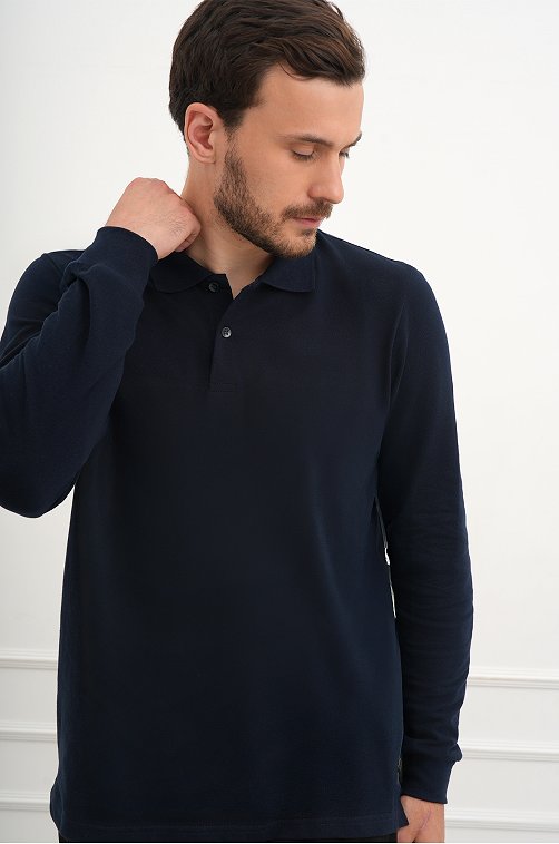 Мужской базовый лонгслив-поло Happyfox