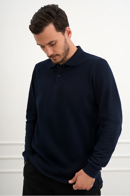 Мужской базовый лонгслив-поло Happyfox