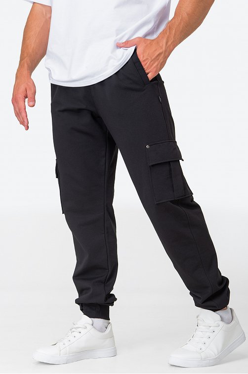 Мужские брюки из футера двухнитки Happy Fox 6676057 черный купить оптом вHappyWear.ru
