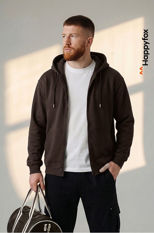 Мужская толстовка на молнии из футера трехнитки Happyfox