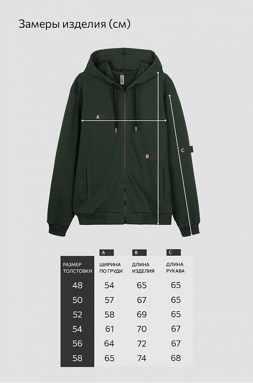 Мужская толстовка на молнии из футера трехнитки Happyfox