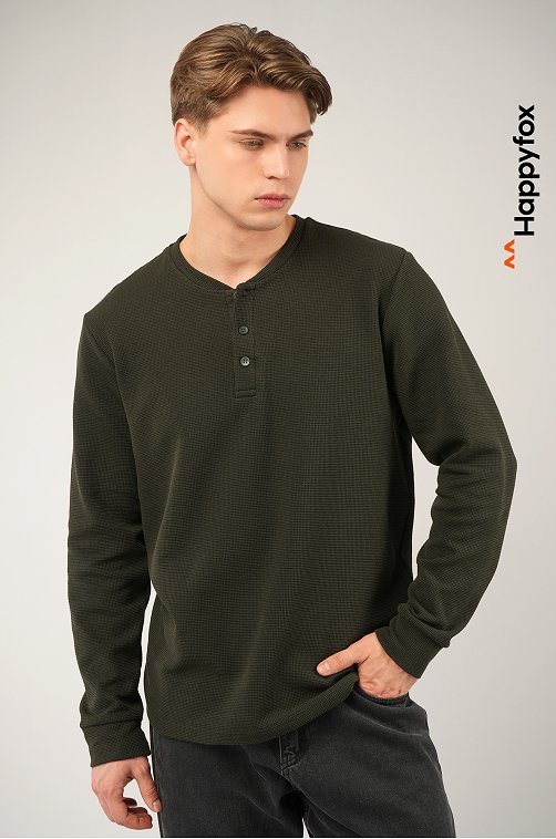 Мужской лонгслив на пуговицах Happyfox
