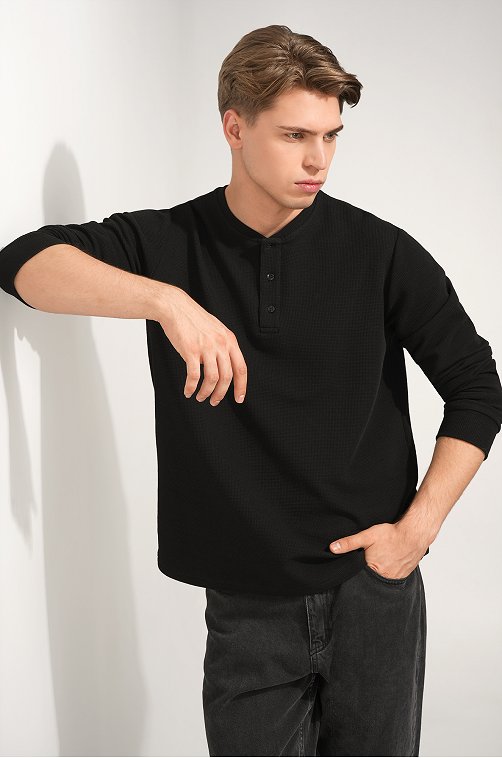 Мужской лонгслив на пуговицах Happyfox