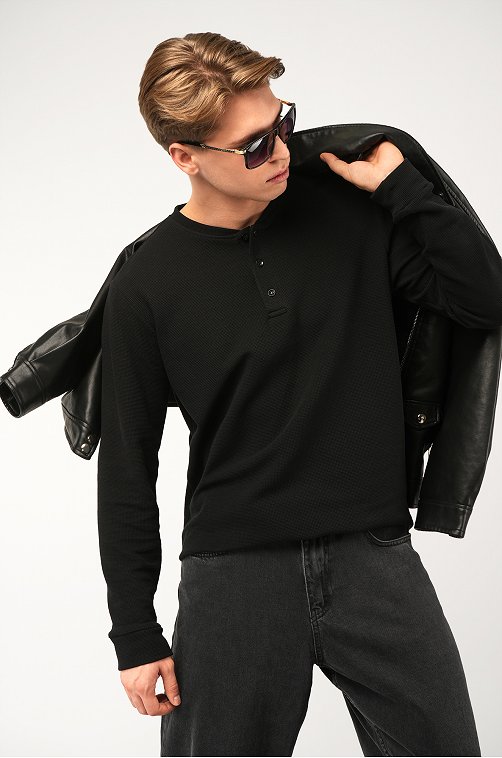 Мужской лонгслив на пуговицах Happyfox