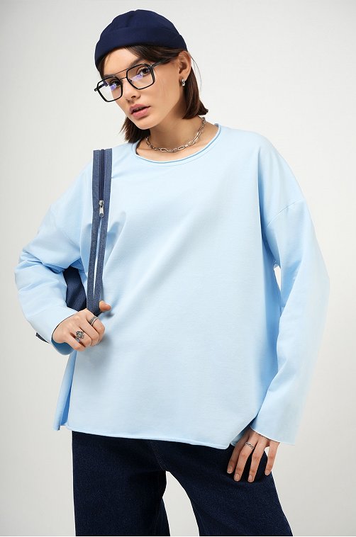 Женский лонгслив оверсайз из футера двухнитки Happyfox