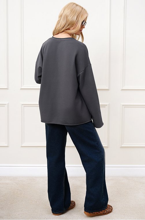 Женский лонгслив оверсайз из футера двухнитки Happyfox