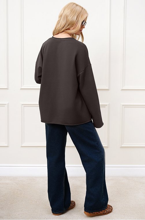 Женский лонгслив оверсайз из футера двухнитки Happyfox