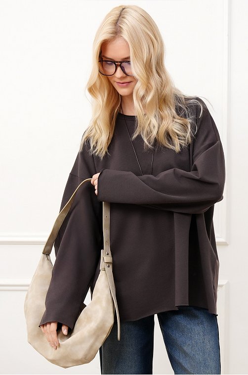 Женский лонгслив оверсайз из футера двухнитки Happyfox